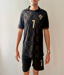 Portugal Ronaldo #7 Pantera Negra Jersey with Shorts
